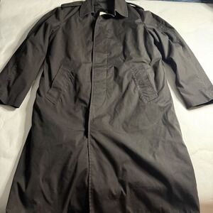 US Military VTG Cold All Weather Trench Coat MAB-1 Black Removable Liner 36L